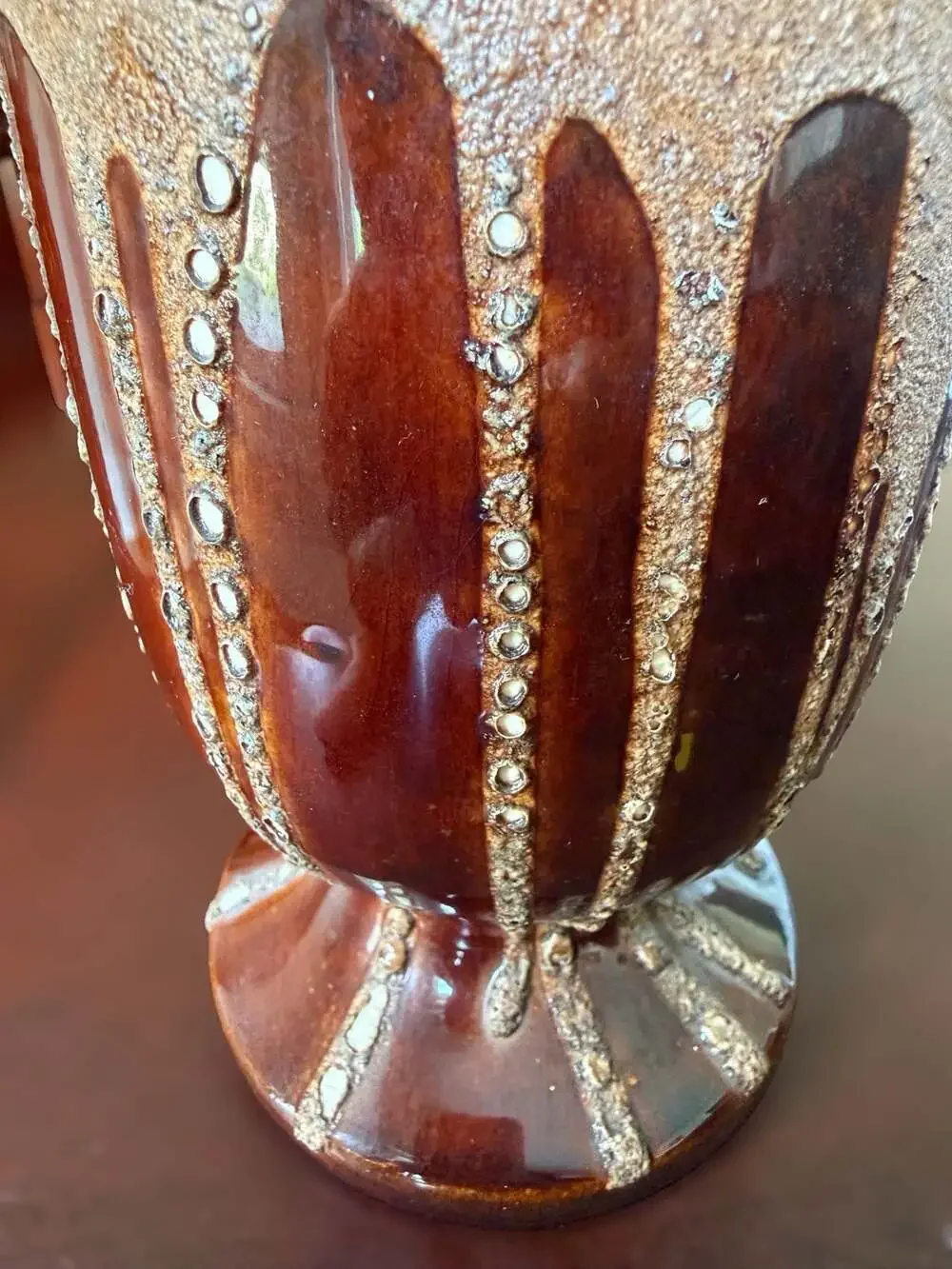 Vintage Royal Haeger Ewer Brown  sandy Lava Drip Glaze 12-inch tall